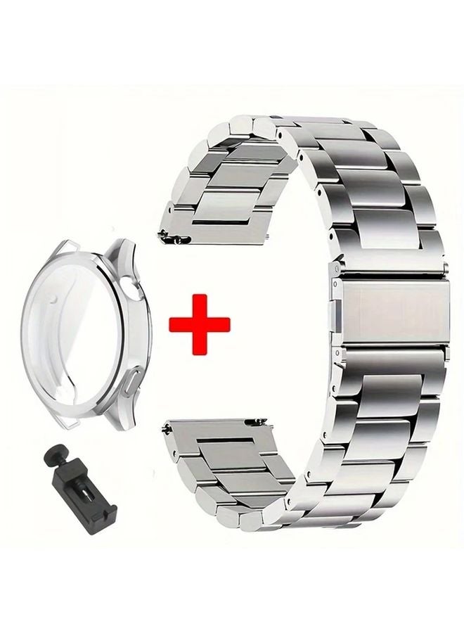 Huawei Watch GT5 46mm TPU Case With Silvery Stainless Steel Metal Strap Bracelet - Image 1
